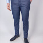 Leonardo Uomo Παντελόνι Υφασμάτινο Σκούρο Μπλε Slim Fit