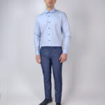 Leonardo Uomo Παντελόνι Υφασμάτινο Σκούρο Μπλε Slim Fit