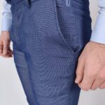 Leonardo Uomo Παντελόνι Υφασμάτινο Σκούρο Μπλε Slim Fit