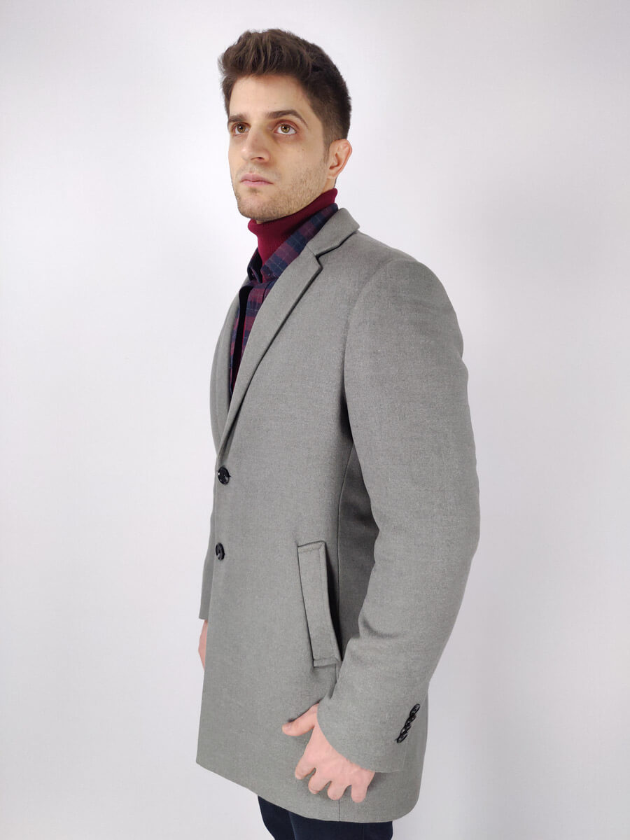 Leonardo Uomo Παλτό Γκρι Slim Fit Leonardo Uomo Παλτό Γκρι Slim Fit