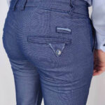 Leonardo Uomo Παντελόνι Υφασμάτινο Σκούρο Μπλε Slim Fit