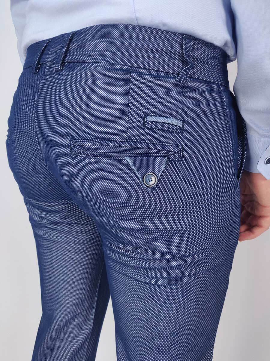 Leonardo Uomo Παντελόνι Υφασμάτινο Σκούρο Μπλε Slim Fit