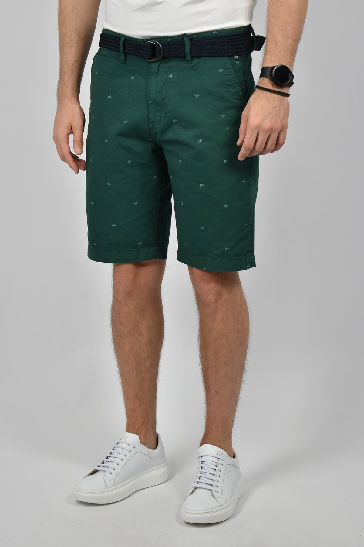 Petrol Industries Σορτς Chinos Με Μικροσχέδιο - Πράσινο - M-1020-SHO503