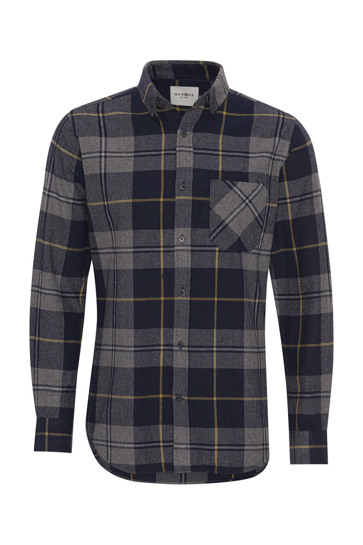 Marcus Καρό Πουκάμισο Από Φανέλα Farrel - Σκούρο‌‌ μπλε
