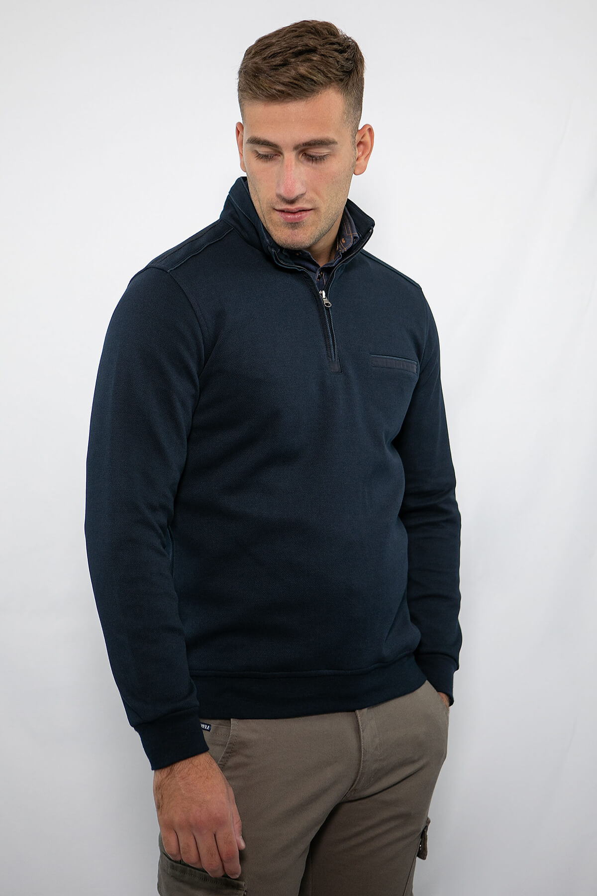 Side Effect Πουλόβερ Με Ψιλό Γιακά - Σκούρο‌‌ μπλε - LPZ1682