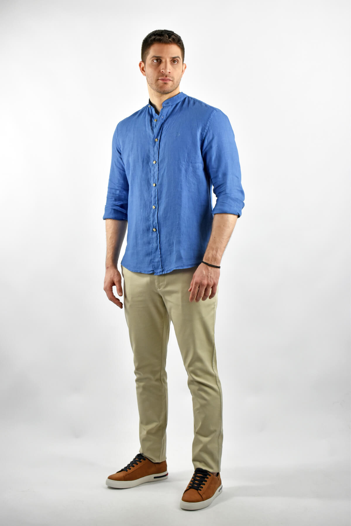 Shutton Blue Fine Linen Shirt Caballero