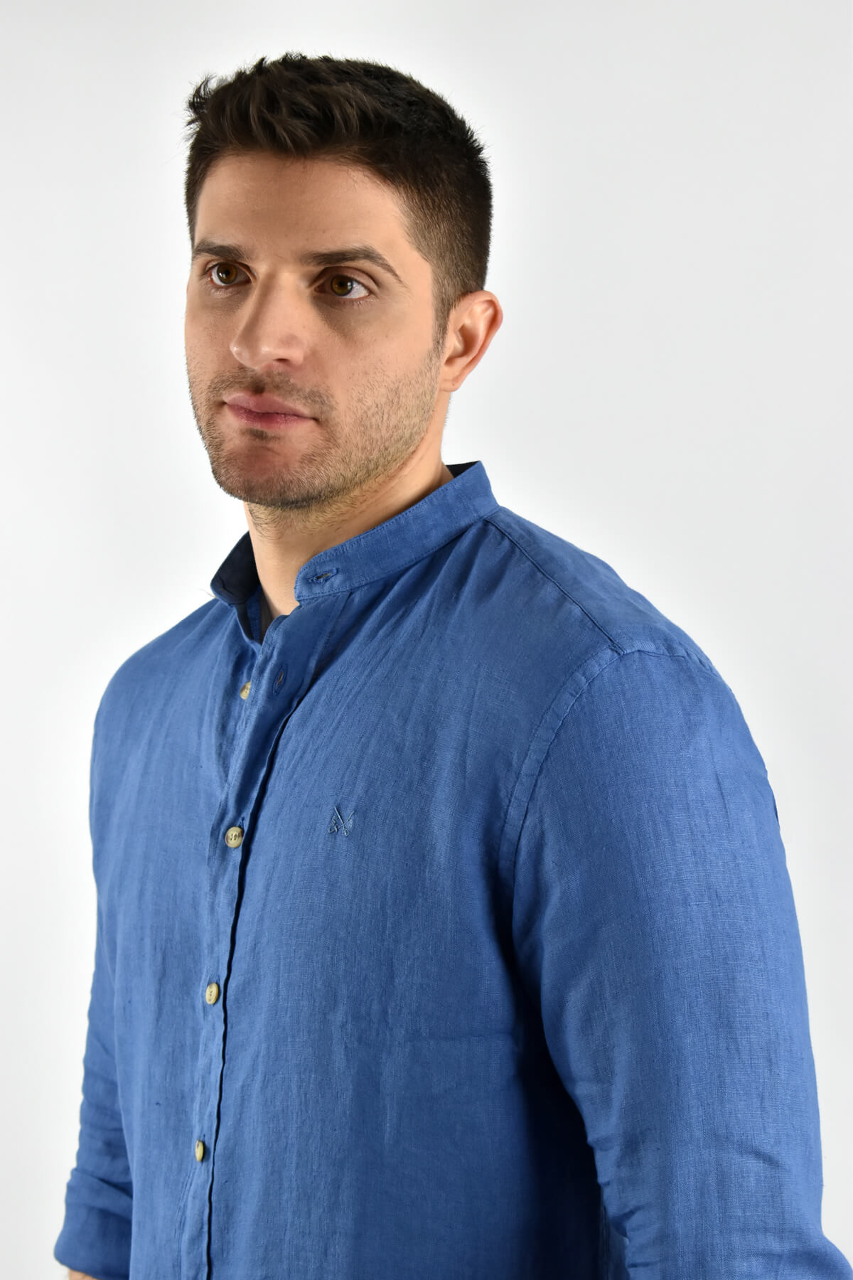 Shutton Blue Fine Linen Shirt Caballero