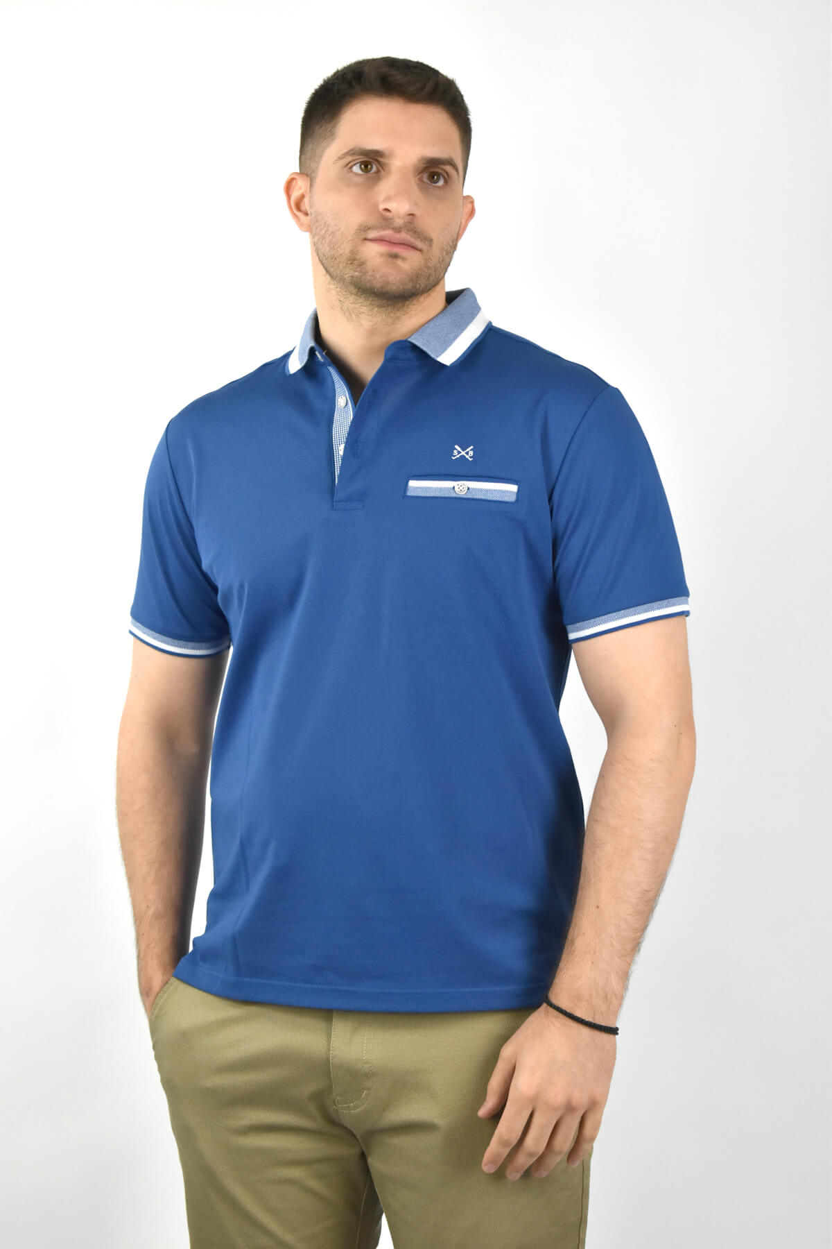 Shutton Blue Μπλούζα Πόλο Με Ρίγα