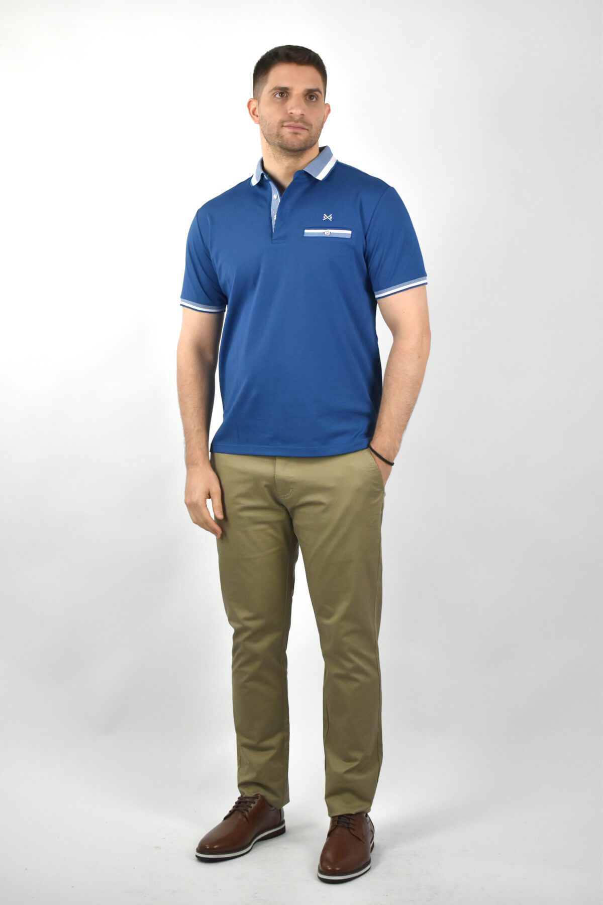 Shutton Blue Μπλούζα Πόλο Με Ρίγα