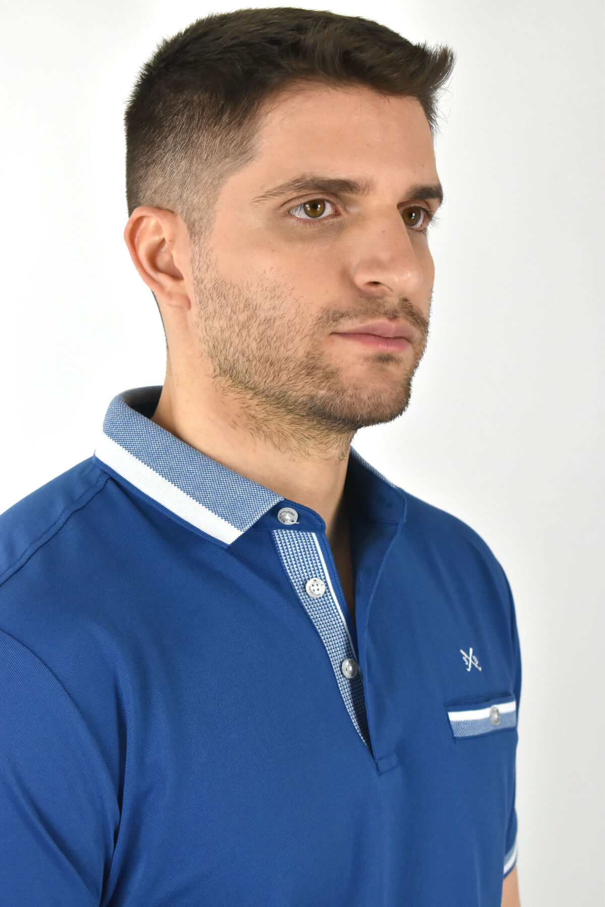 Shutton Blue Μπλούζα Πόλο Με Ρίγα